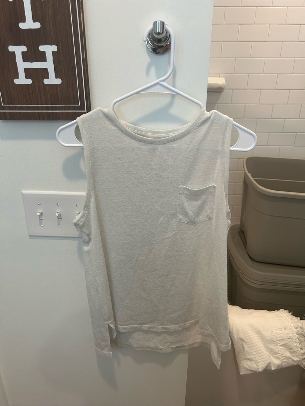 a new day Cream Sleeveless Pocket Tank